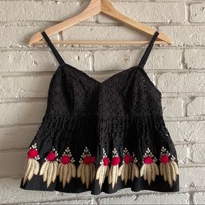 Hand embroidered peplum top
